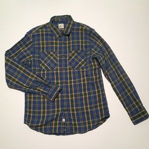 Land's End Canvas Flannel Long Sleeves Shirt Blue